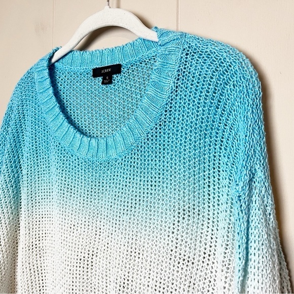 J. Crew 100% Linen Dip Dyed Beach Sweater Small blue ombré tie dye open knit - Picture 3 of 11